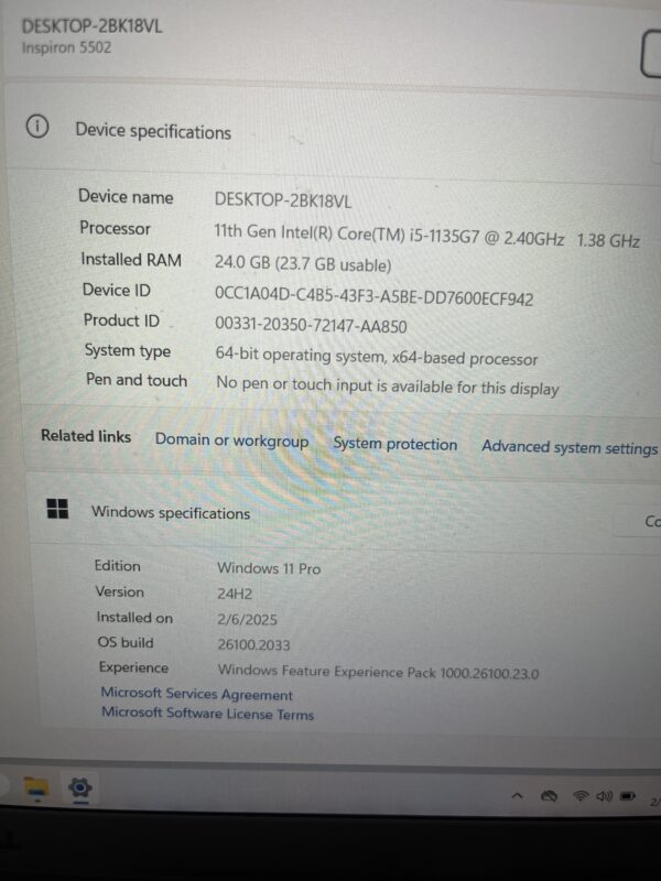 Dell Inspiron 5502 Laptop 1TB NVME SSD, i5-1135G7, 24GB RAM, Windows 11 PRO and Microsoft Office 2021 Computer Only REFURBISHED - Image 8