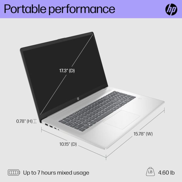 HP 17 Laptop with Crucial P3+ 1TB NVME SSD, i5-1235U CPU, 32GB RAM, Windows 11 PRO and Microsoft Office 2021 Computer Only REFURBISHED Serial Number 5CG34504XT - Image 3