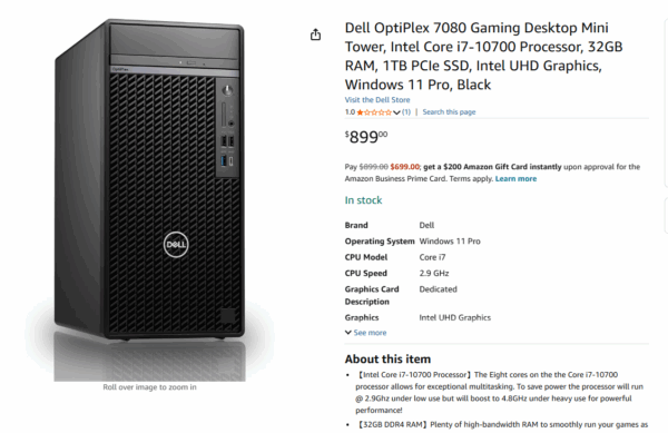 Dell Optiplex 7080 Mini Tower with 1TB NVME SSD, i7-10700 CPU, 32GB RAM, Windows 11 PRO and Microsoft Office 2021 Computer Only ST 2SKXZC3 REFURBISHED - Image 2