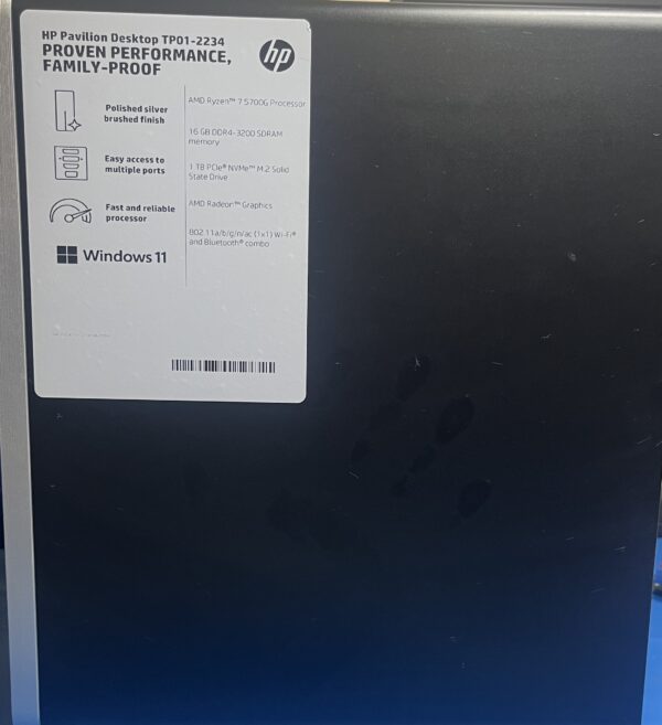 HP Pavilion Desktop TP01-2234 with 1TB NVME SSD, Ryzen 7 5700G CPU, 32GB RAM, Windows 11 PRO and Microsoft Office 2021 Computer Only  Serial Number 2MO40634ZD REFURBISHED - Image 5